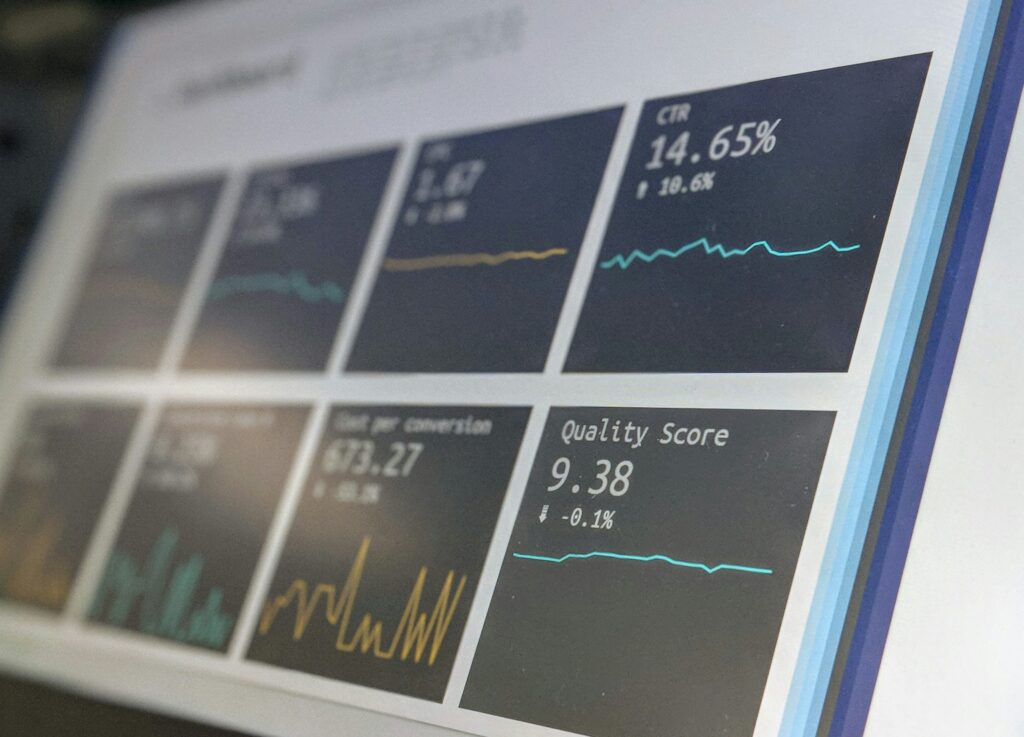 Painel financeiro com gráficos para vida financeira